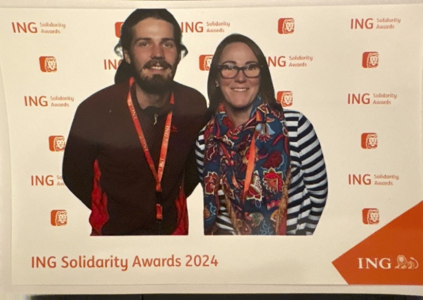 Hannah Proffitt-Perchard  and Martin Lecoutère at the ING Solidarity Awards 2024